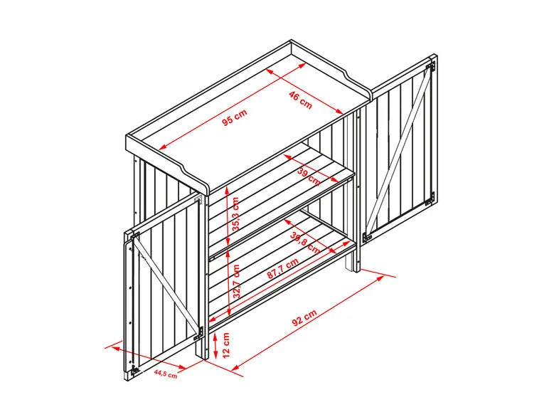 Table de jardin avec meuble bas. 98 x 48 x 95 cm