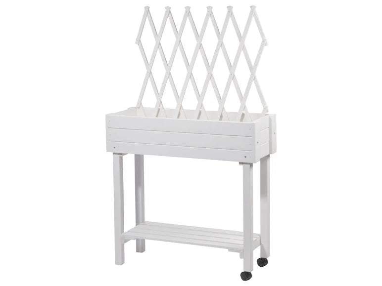 dobar Jardinière surélevée à roulettes avec treillis. L 79 x l 28.5 x H130 cm