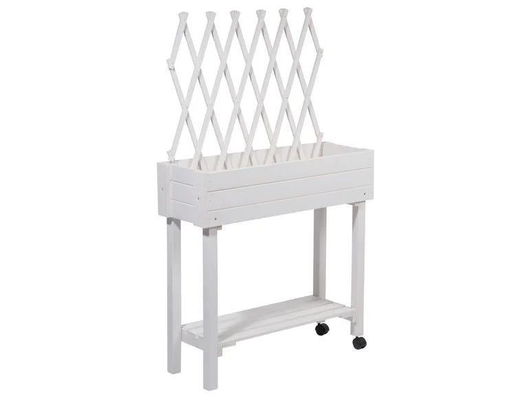 dobar Jardinière surélevée à roulettes avec treillis. L 79 x l 28.5 x H130 cm