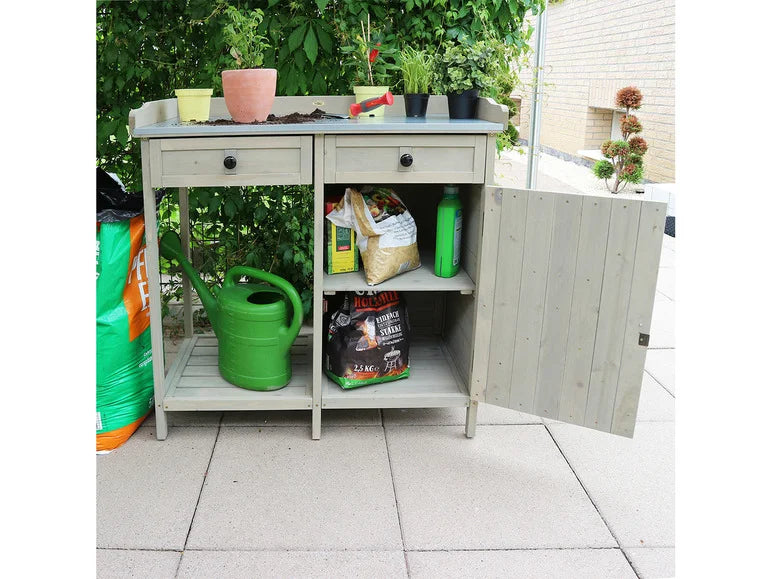 Table de jardin avec armoire inférieure. 98 x 48 x 95 cm